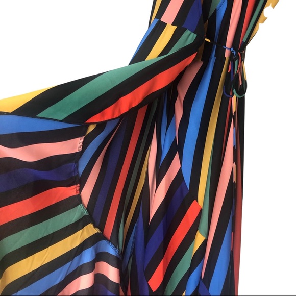 NWT Tyche Multi Color Striped Wrap Maxi Dress Sz M - Picture 10 of 16